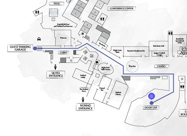 Walking Directions from Parking Garage to Dolby Live