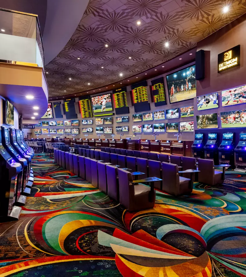 Screens and seating at the BetMGM Sportsbook