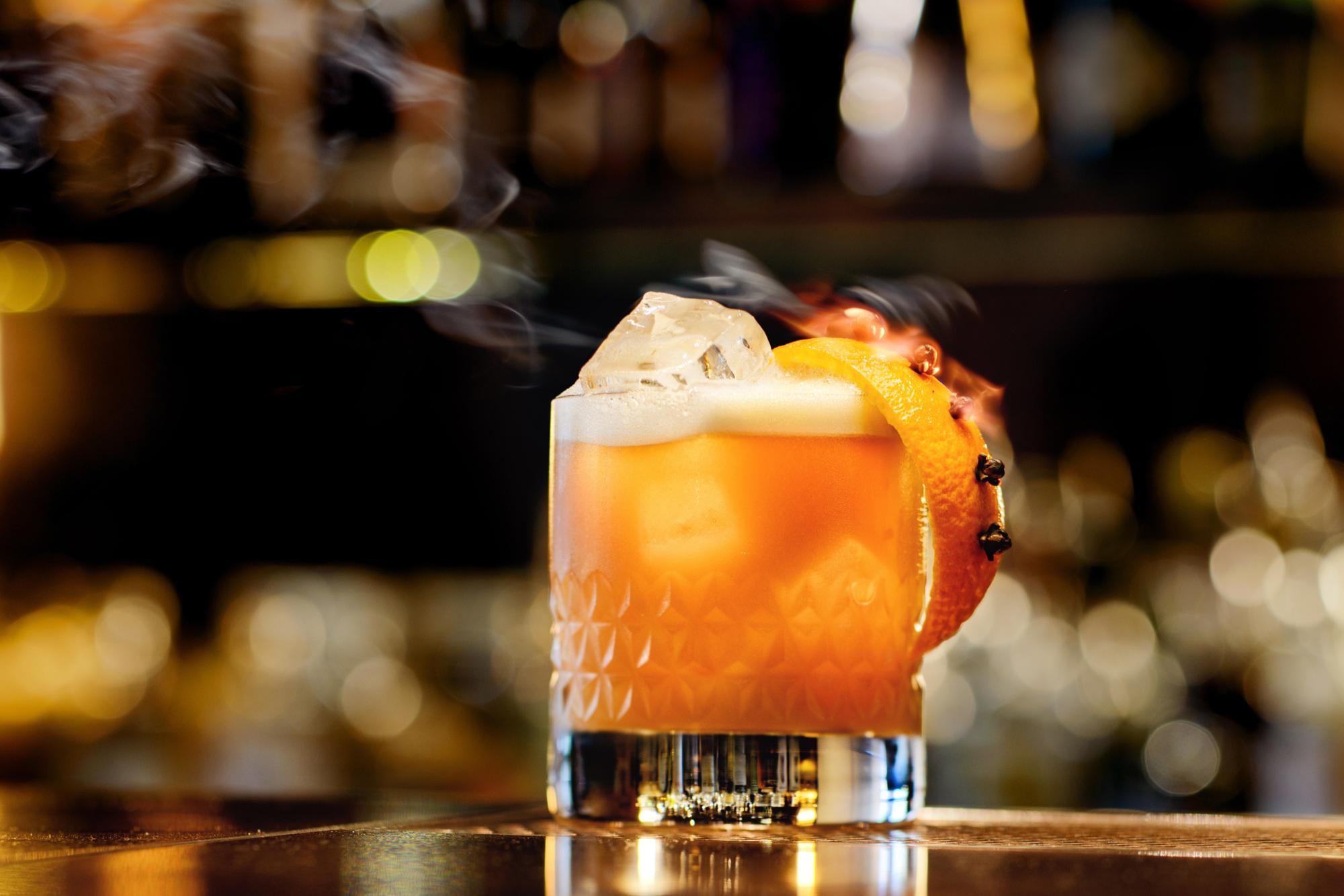 Whisky Sour serve in a bar counter