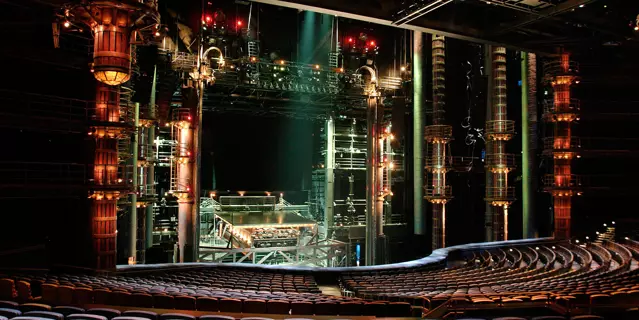 KÀ by Cirque du Soleil stage. Left side of stage when viewed from the seats